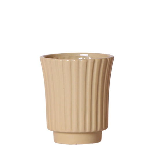 Kolibri Home | Retro khaki bloempot - khaki kleurige keramieken sierpot - Ø9cm Everspring